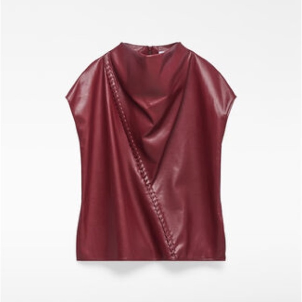 Adolfo Dominguez Maroon Faux Leather Top